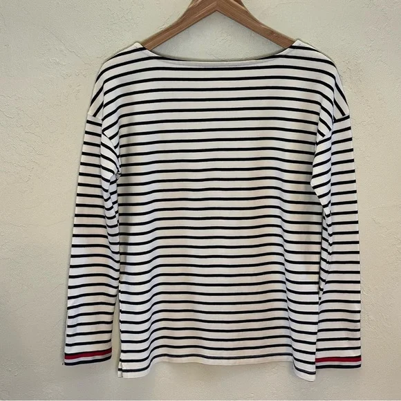 Talbots Classic Navy and White Breton Striped Long Sleeve Top - Picture 2 of 6